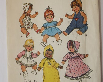 Baby Doll Clothes Sewing Patterns dolls 15" 16" high /medium size such as Baby Alive, Ginny Baby, Powder Puff UNCUT Simplicity 7208