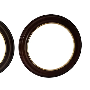 Vintage Wood Frame Plate Holder, Embroidery, Crafts, Cross Stitch or Mirror, Van Hygan & Smythe Dark Brown Gold Edge Holds 8" - 8 1/4" Plate