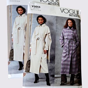 Womens Trench Coat Sewing Pattern, Vogue V2055 2055 Uncut, Size 8-16 and Size 18-26