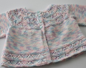 Hand Knitted Baby Sweater Vintage Handmade Baby Matinee Jacket /sweater for infant girl, about 3 months old
