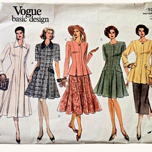 Womens Dress Top Skirt Sewing Pattern, Vogue 1011 Uncut, Size 14 16 18, EASY to SEW