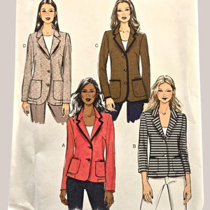 Womens Jacket Sewing Pattern, Lapel Collar, Unlined, Pockets, Size 8 - 16 Reg AND Petite, Butterick B5926 5926 UNCUT, EASY to Sew
