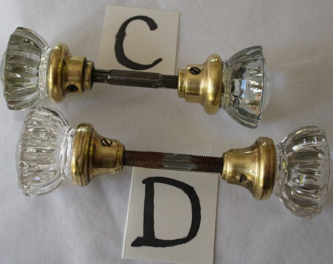 Antique Glass Door Knobs Crystal Door Handles 12 Sided 2 Across
