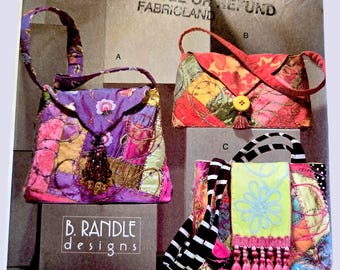 PURSE Sewing Patterns Handbags fabric shoulder bags in three styles, Crazy Quilt patchwork UNCUT Vogue V8099 8099 B Randle Designs