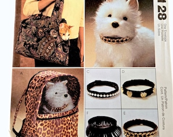 Dog and Cat CARRIERS and COLLARS Sewing Patterns, McCalls 4128 Crafts Uncut