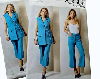 Womens Pants - Trousers and Vest Sewing Pattern Size 6-14 AND 16-24, Vogue V2036 2036 Uncut