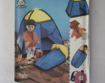 Doll TENT Sleeping Bag Backpack Clothes Outfits for 18" dolls, UNCUT Simplicity 5679 Sewing Pattern