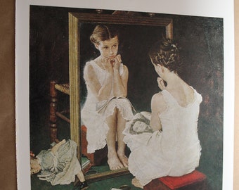 The Girl at the Mirror by Norman ROCKWELL, Picture /Book Page Reprint of Lithograph from 1946 /Vintage 1970s Book Page Large Size,not a copy