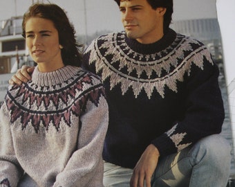 Womens and Mens Knitting Patterns Fair Isle Sweaters Pullovers Cardigans Pullover Skirt patterns to knit Chunky knits Patons Beehive 481