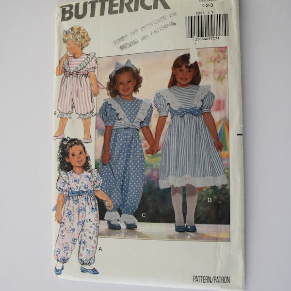 Girl's Dressy Jumpsuit Pattern and Dress Headband /Dressy jumpsuit Girls Size 1 2 3 UNCUT Vintage Butterick 5285 sewing pattern