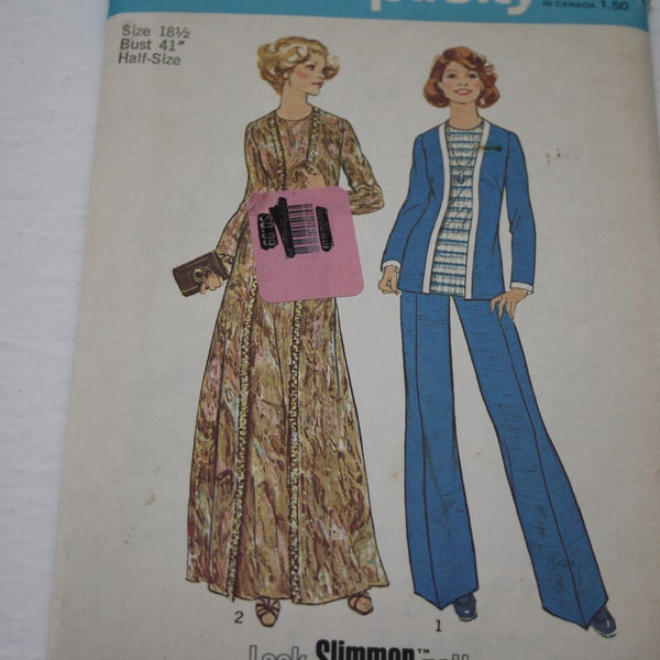 1970s Evening Wear Patterns Dress Pants Top Cardigan Womens Plus Size 18.5, SLIMMING Style pattern, UNCUT Simplicity 7227