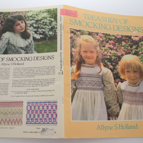 Smocking Patterns and Instructions, Treasury of Smocking Designs Dover Needlework Booklet includes geometric picture and crossover patterns