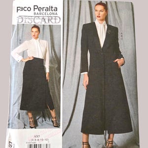 Womens Long Coat Jacket Skirt Blouse Size 4 6 8 10 12 Paco Peralta DESIGNER Uncut Vogue V1527 1527 Sewing Pattern