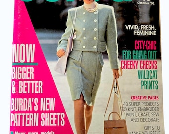 Burda Magazine World of Fashion Sewing Patterns English Language October 1992 /10 ALL UNUSED Pattern Insert