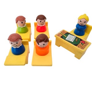 SET of 11 Fisher Price School Little People Classroom Characters Teacher Students Desks, Collectible Toys