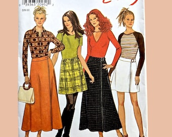 Womens Skirt Sewing Patterns Misses size 8-16, EASY midi and mini wrap skirts, New Look 6692 Uncut