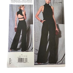 JUMPSUIT Womens Size 6-14 and 14-22 Open Back Formal Jumpsuit, Custom Fit by Rebecca Vallance Uncut Vogue V1524 1524 Designer Original