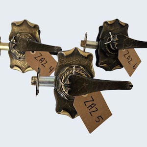 RESTORED Door Handle Lever Knob NON LOCKING Amerock Carriage House, Antique Gold and Brown-Black, vintage interior door passage set