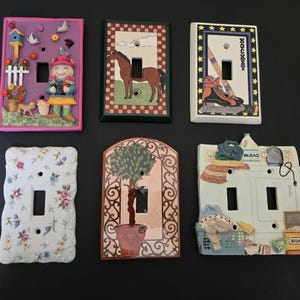DECORATIVE Light Switch Cover Plates WITH SCREWS, Single & Double Toggle Switchplates, Ceramic and Resin, Vintage