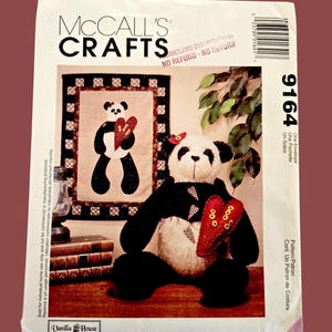 Stuffed PANDA BEAR and QUILT Sewing Pattern, McCalls 9164 Crafts Uncut
