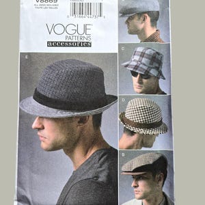 Mens HAT Sewing Patterns Vogue V8869 8869 Uncut, All sizes, Fedora, Brogue, Newsboy, Flat Cap and Bucket Sun Hat, Vogue Accessories
