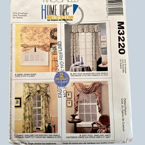 Patrones de costura para cenefas de ventanas, paneles laterales, cortinas, sin cortar, McCalls M3220 3220, decoración del hogar, tratamiento de ventanas