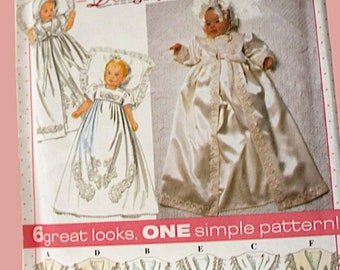 Simplicity 7488 Christening Gown Sewing Pattern, Baby Girl /Infant Baptism Dress, Coat, Bonnet, UNCUT , size Newborn-small-med-large