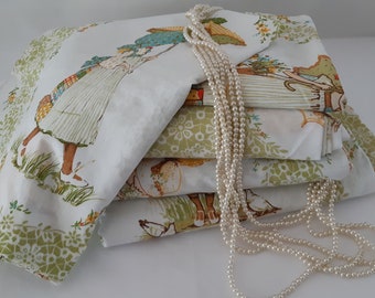 FULL SET Holly Hobbie Bedding Single Size - Duvet - Flat and Fitted Sheets - Pillowcase - Sham - Vintage  original Collection 1970s 1980s