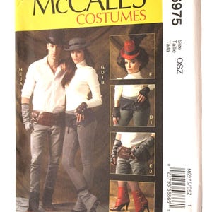 Steampunk Sewing Patterns Spats, Belts, Fingerless Gloves, Breton Pork Pie Top Hats for Women and Men UNCUT McCalls M6975 /6975