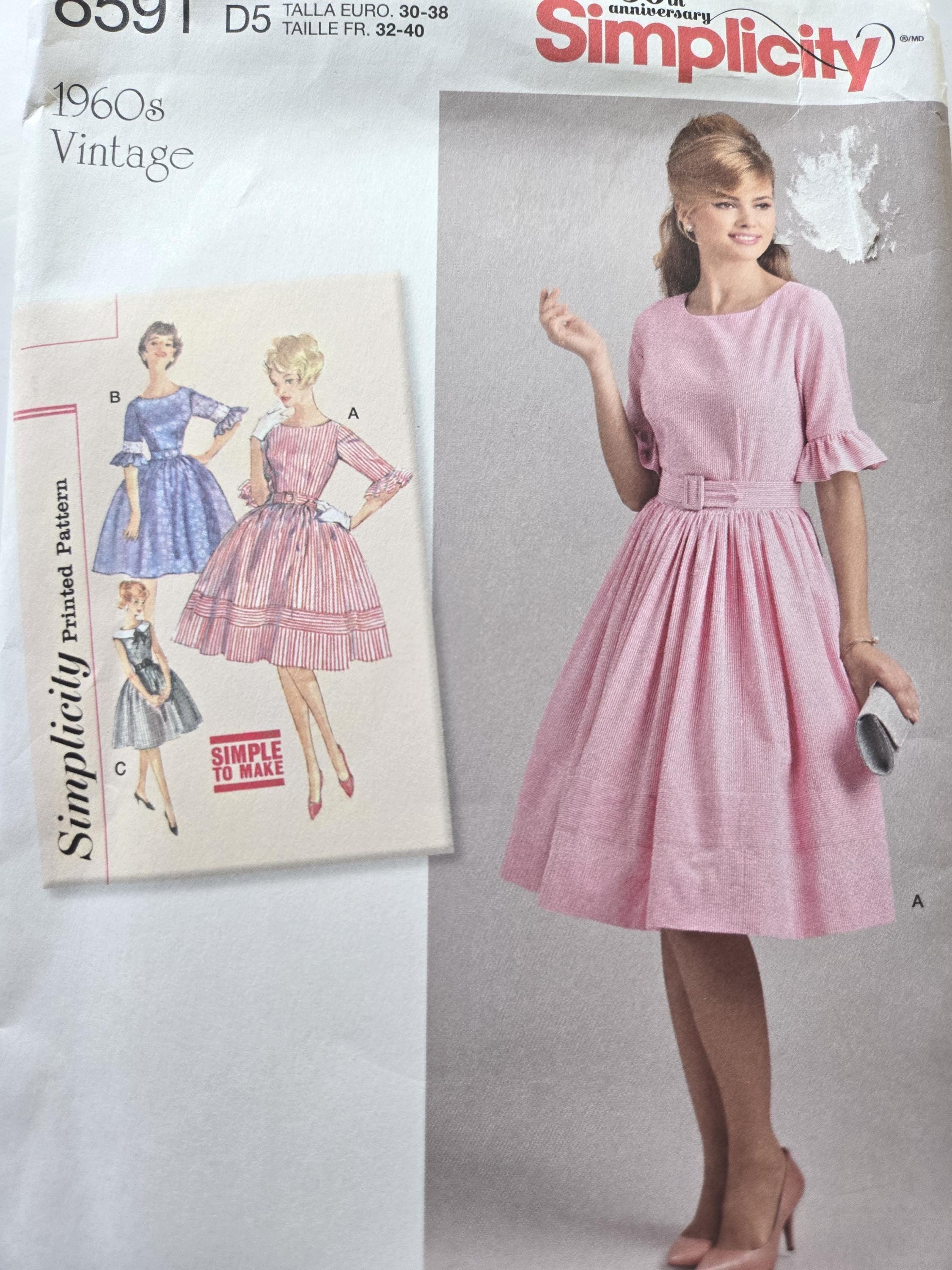 Retro 1960s Vintage DRESS Sewing Pattern, Womens Size 4 - 12 Reg AND ...