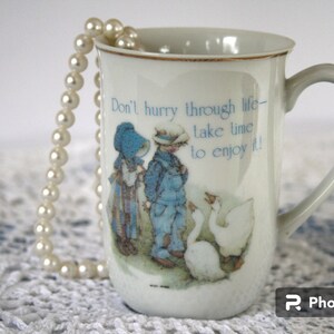 Holly Hobbie Mug Blue Girl Tea /Coffee Genuine Porcelain Cup Designers Collector Item Made in Japan Adorable Gift for girl teen /memory lane