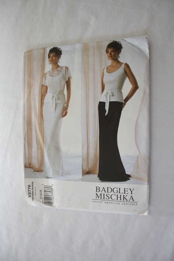 V2776 Vogue Sewing Pattern Badgley Mischka Designer Long Skirt