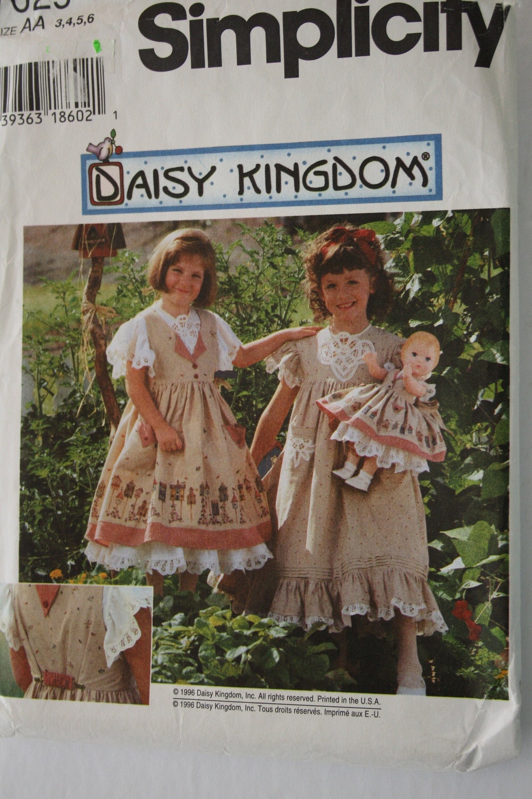 Daisy Kingdom Dress Pattern Girls Pinafore Dress Size 3 4 5 6 and