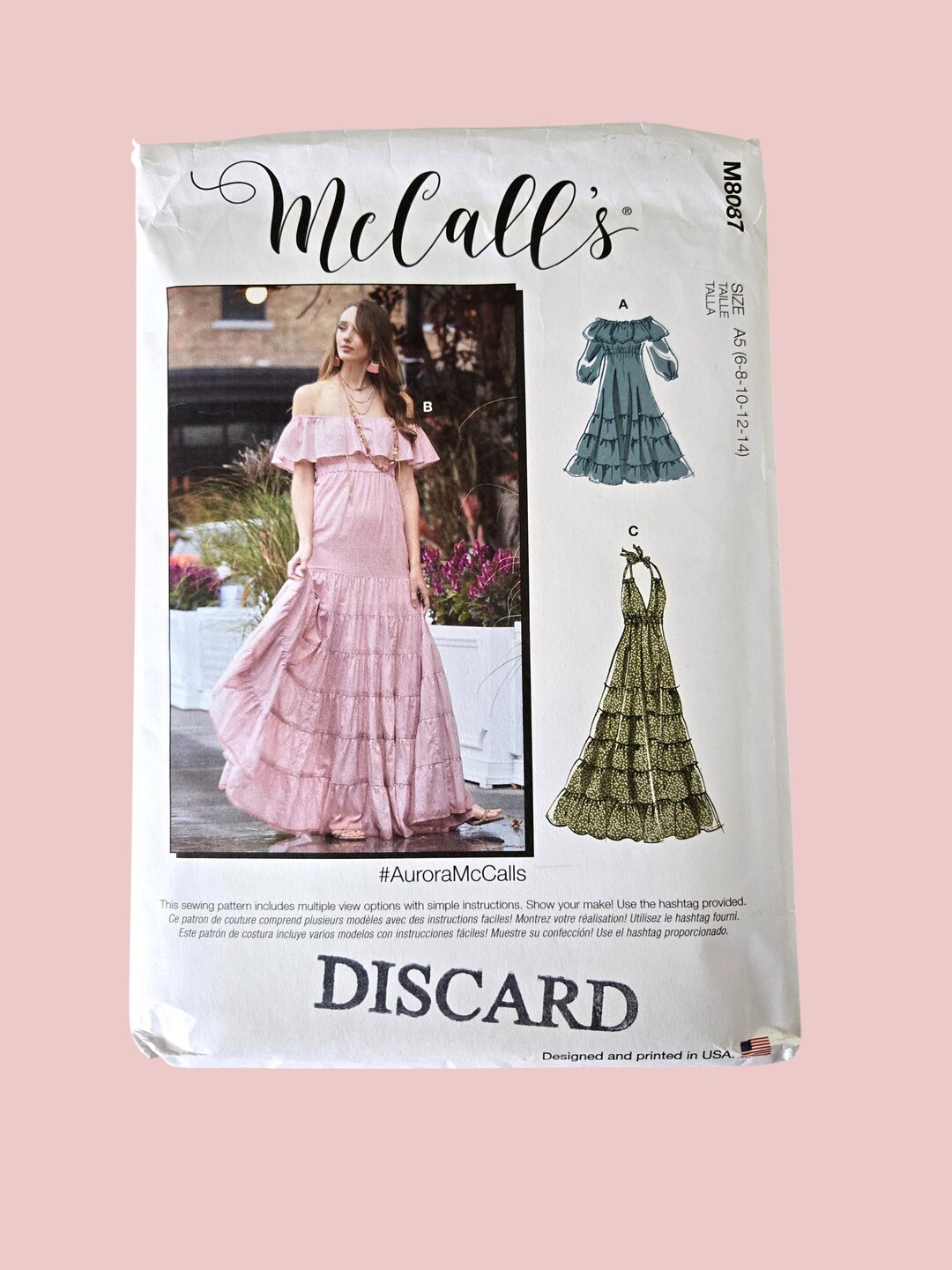 Mccalls M8087 8087 Gown Sewing Pattern, Halter or Peasant off Shoulder ...