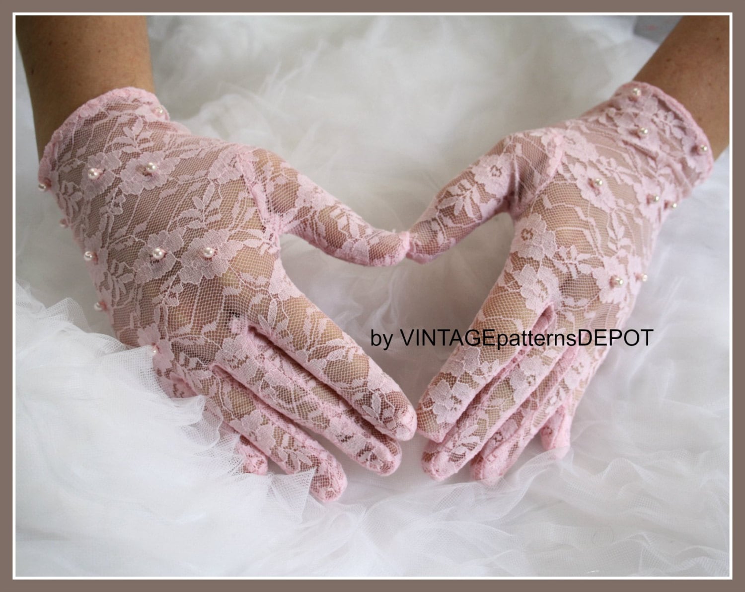 PINK Lace Gloves With Pearls NEW Light Pink Bridal GLOVES Etsy