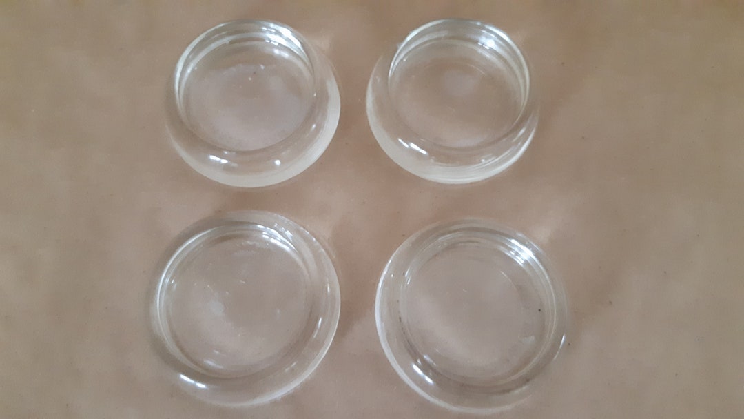 4 Vintage Glass Furniture Leg Coasters /casters by Dominion Glass Made