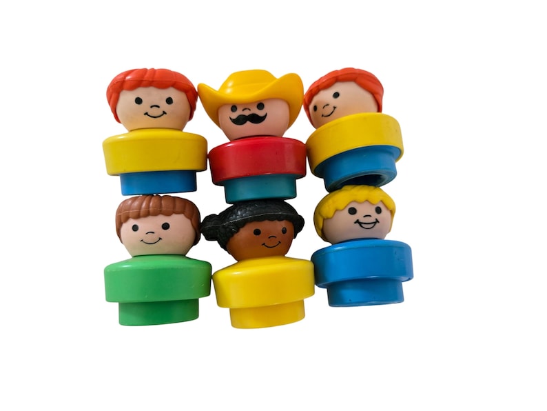 SET 6 Vintage CHUNKY Fisher Price Little People Characters FP 1990s Pretend Play Toys Replacements