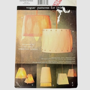 Fabric LAMPHADE Sewing Patterns, 6 styles with fabric and wire frames, UNCUT Vogue 7293 Patterns For Living