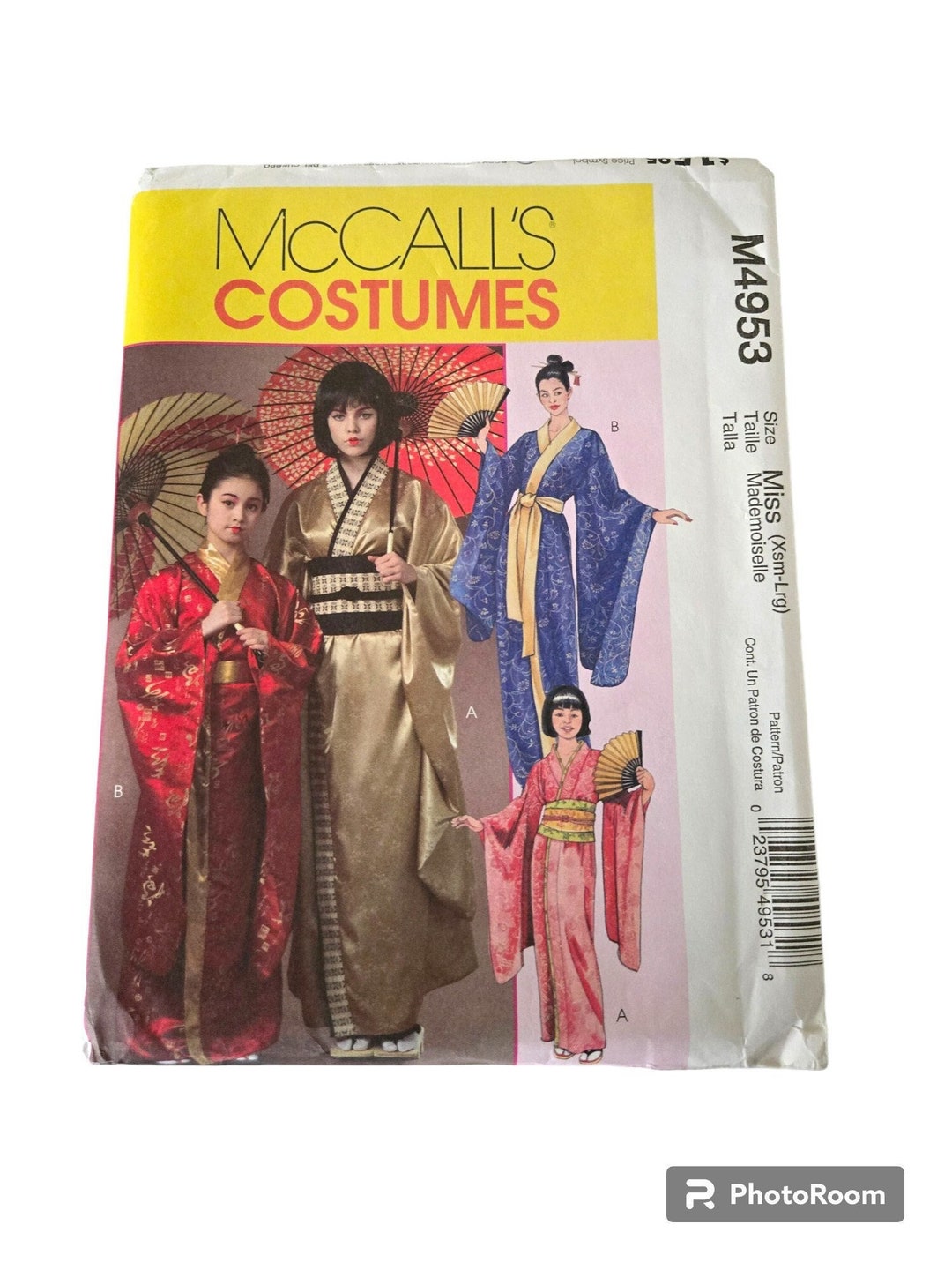 Japanese Costume Pattern Traditional Formal Kimono Robe With Obi Sash ...