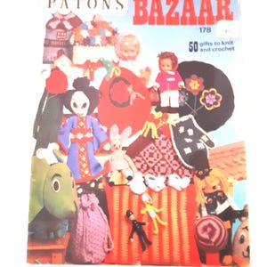 Vintage Bazaar Crafts Pattern Book, Knit and Crochet Gifts (Paton's 178)