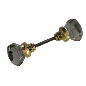RESTORED! Antique Handle Knob for Door glass with brass base and spindle /shaft door knob handle set Interior doors replacement hardware