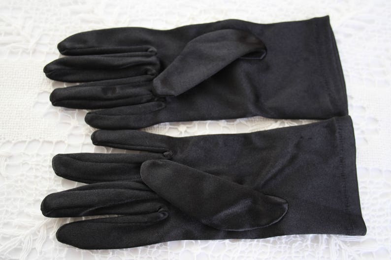 Black Formal Satin Gloves Teen Girl OR Women's size small | Etsy