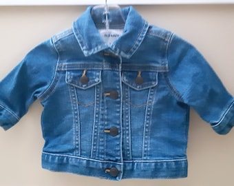Vintage Denim Baby Jacket Size 3 - 6 months OLD NAVY, snap button front