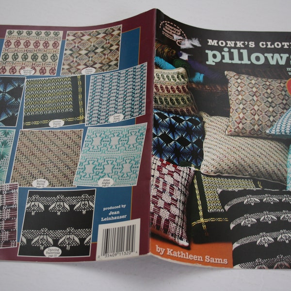 MONK's Cloth Pillows Pattern Booklet, Designer Kathleen Sams, American School of Needlework 1320, 10 yarn threading swedish huck weaving