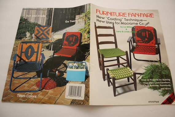 Macrame Cord Weaving Patterns 22 Chair Bottoms, Lawn Chairs, Foot Stool  Straight Back &more, Second Furniture Fan-fare Plaid 7516 