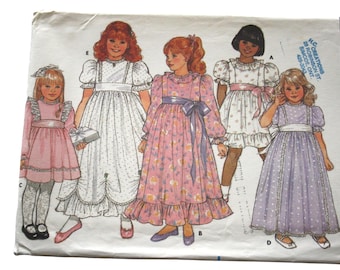 Molde para costura de vestido de daminha de honra, tamanhos 3 e 6, com babados e mangas bufantes. Ideal para ocasiões especiais, Páscoa ou como vestido de princesa. Não cortado. Código Butterick: 3649