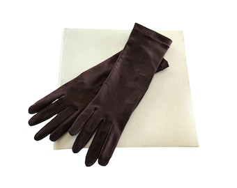 Vintage GLOVES Brown Formal Evening or Driving Gloves Women's one size, EXCELLENT condition Isotoner by Aris, nylon spandex stretch