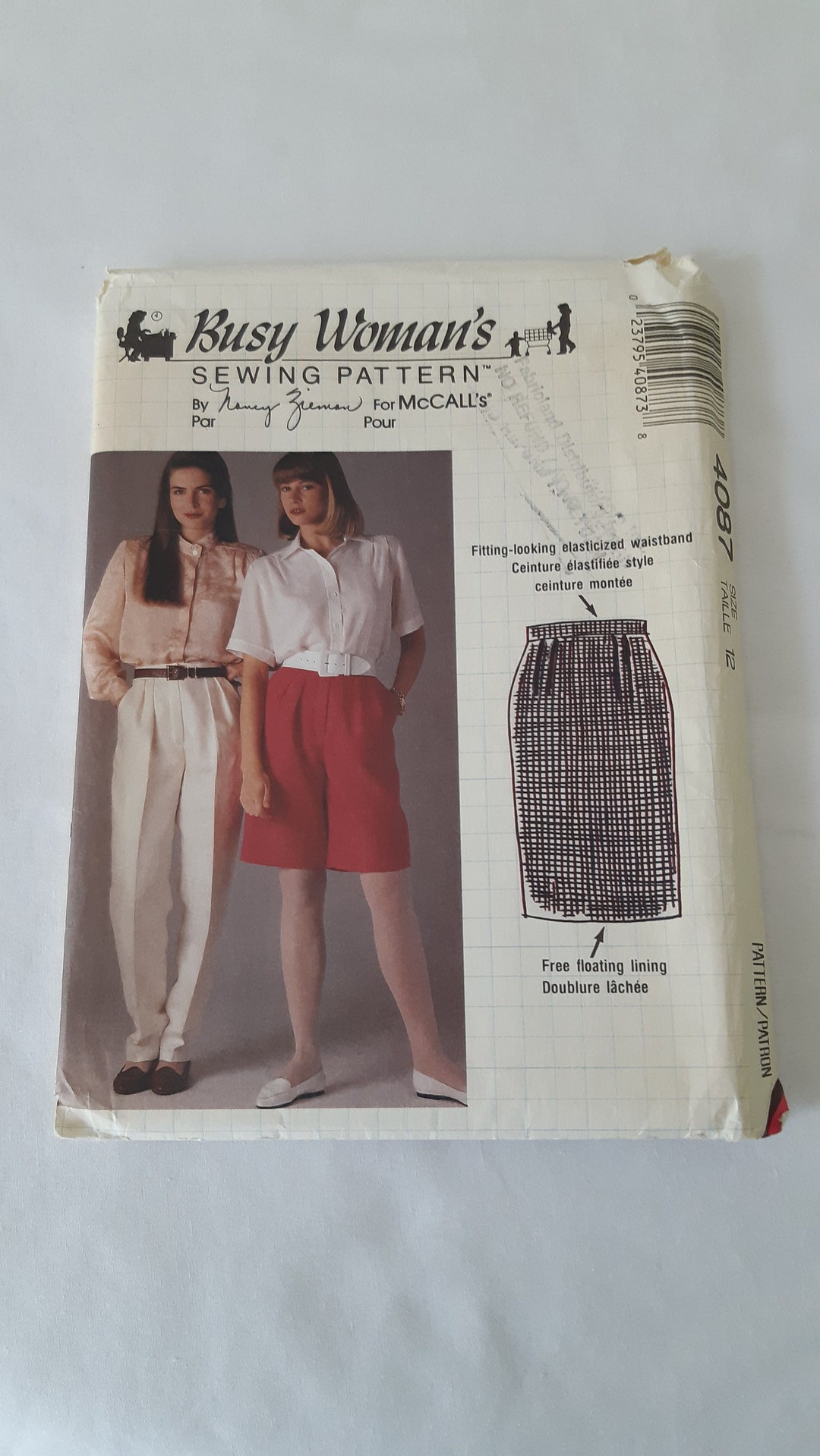 Women's Front Pleated Pants Shorts Skirt Size 12 Elastic Waistband