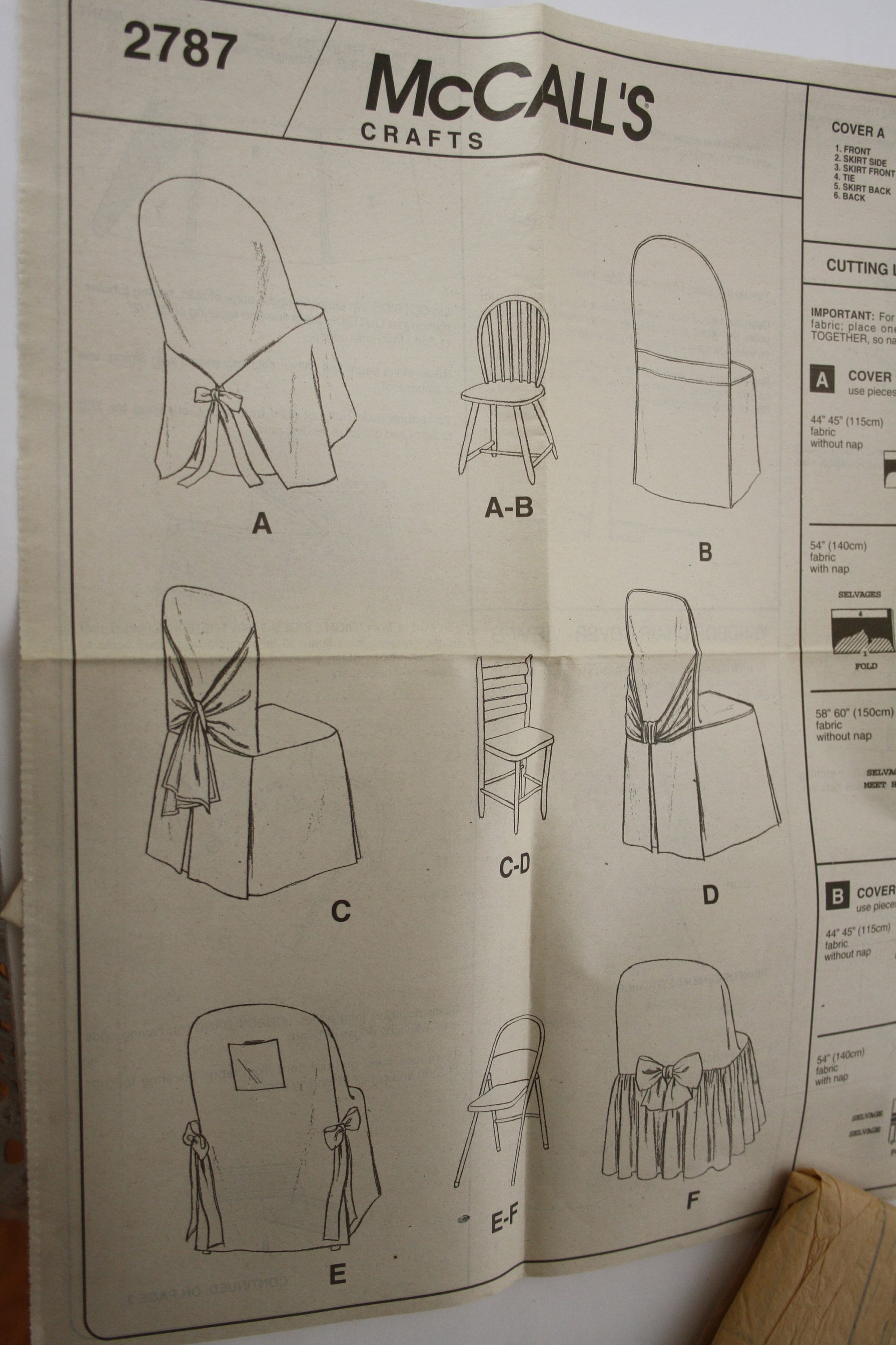 Chair Cover Sewing Pattern for Folding Chair and Ladder Back and ...