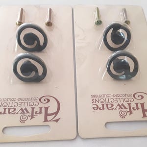 Cabinet Knobs Set 4 Vintage Decorative handles /Pulls for drawers /Cupboard doors Cast Iron Metal, Art Deco Style Hardware UNUSED stock